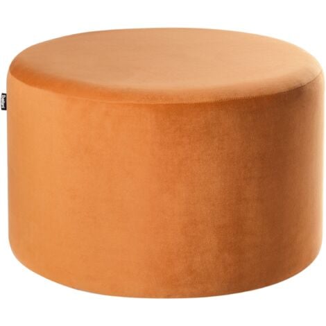 Pouf in velluto color arancione Millen