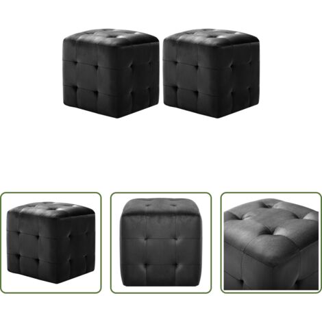 Pouf in velluto -  Pouf 2 pz Nero 30x30x30 cm in Velluto