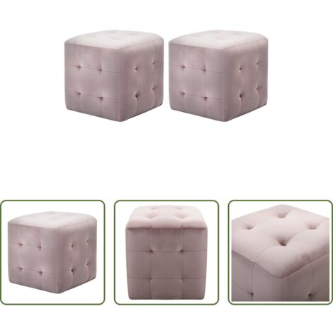 Pouf in velluto -  Pouf 2 pz Rosa 30x30x30 cm in Velluto