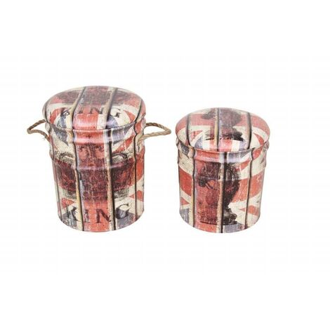 Pouf Innenbehälter mit englischer Flaggendekoration 2 Teile Set 2 Stücke