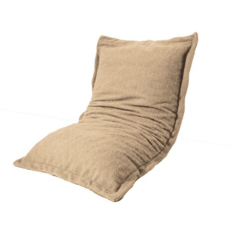 Pouf Intérieur XL - Housse Sherpa (Effet Mouton) Garnissage en flocon de mousse 150x100cm - Beige