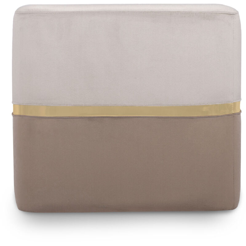 Pouf kate Velours Beige et Métal Doré