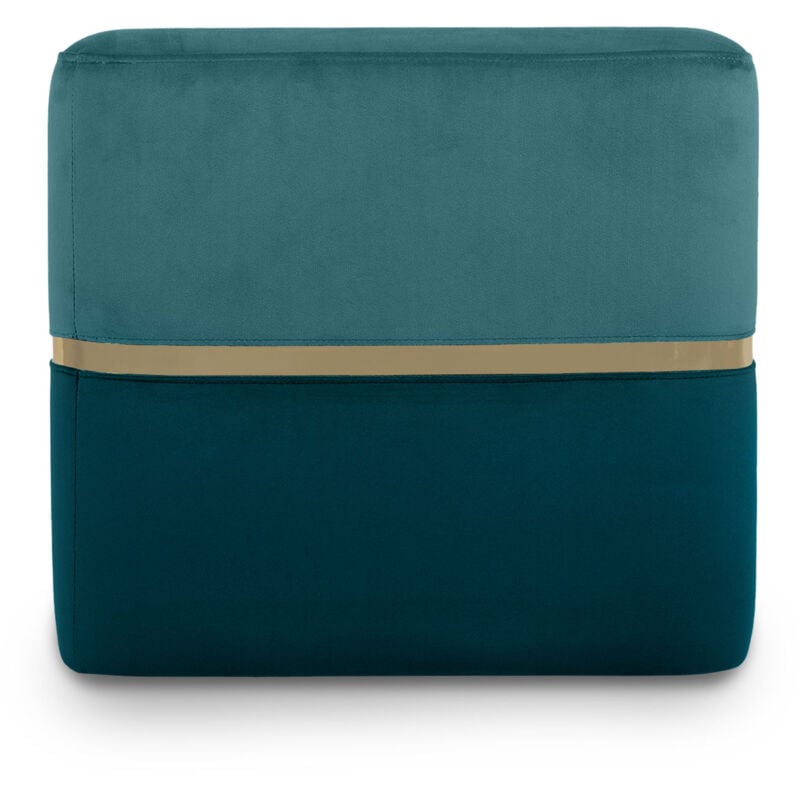 Sicaan - Pouf kate Velours Bleu canard et Métal Doré