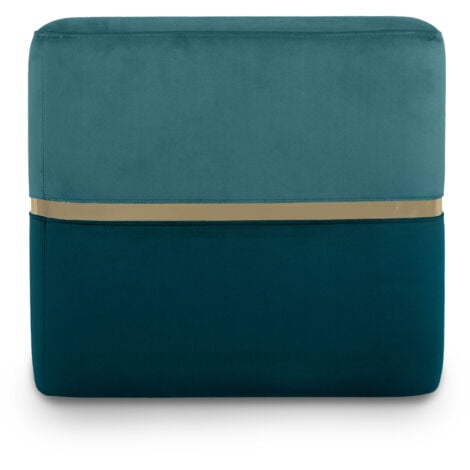 SICAAN Pouf KATE Velours Bleu canard et Métal Doré