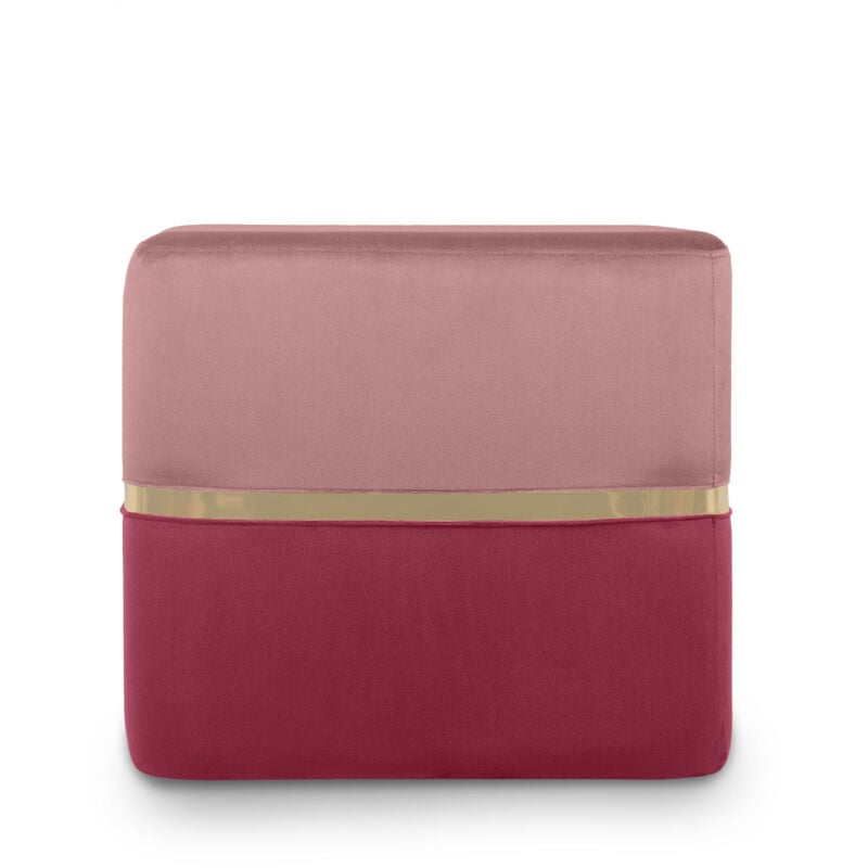 Pouf kate Velours Rose framboise et Métal Doré