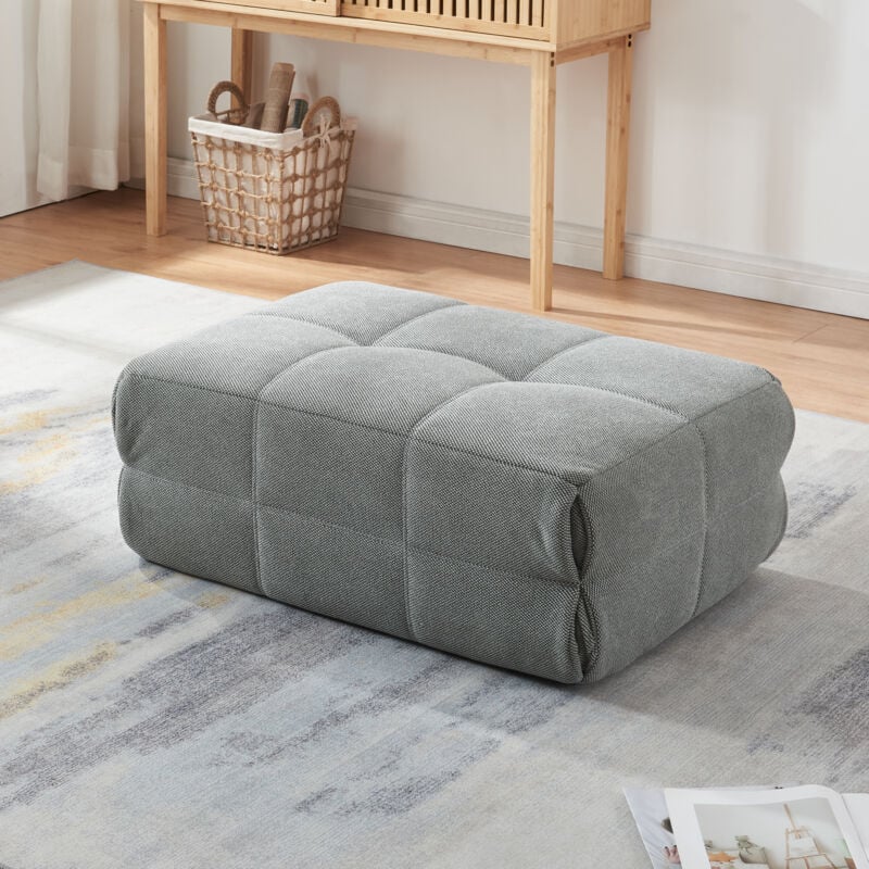 Pouf Koskyvn 35 x 80 x 55 cm gris [en.casa]