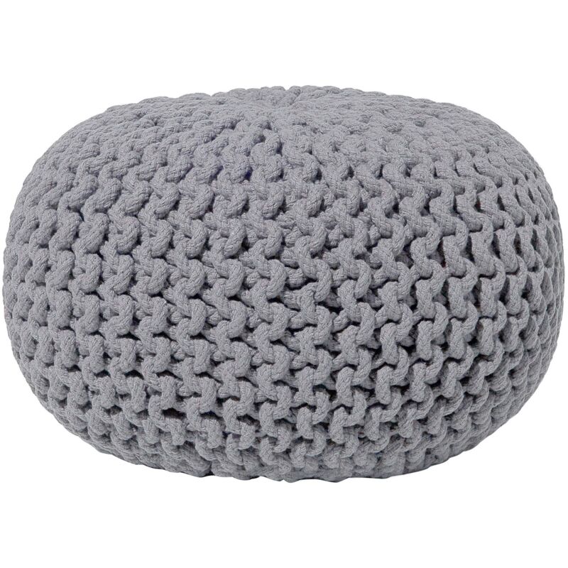 Beliani Pouf Dunkelgrau 100% Baumwolle Rund ⌀ 40 Cm Elegant Modern