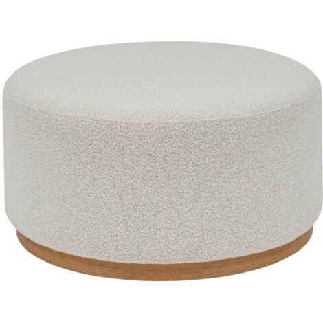 Pouf Large rembourée en tissu bouclette crème - Longueur 81 x Profondeur 81 x Hauteur 41,5 cm