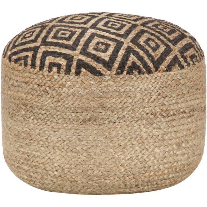 Pouf Lavorato A Mano Nero 45x30 Cm In Juta Vidaxl