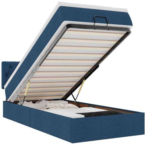 Pouf Letto con Materasso e LED Blu 90x200 cm in Tessuto vidaXL