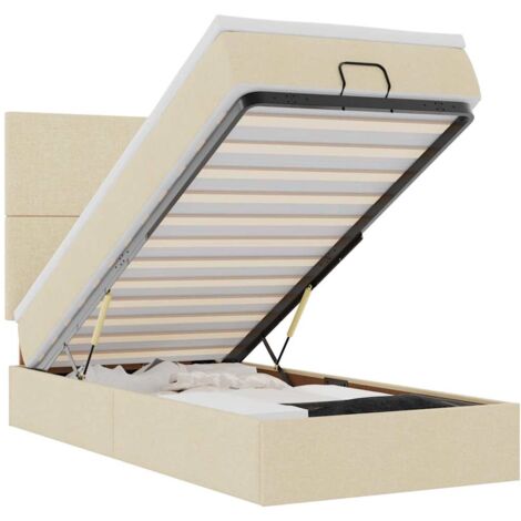 Pouf Letto con Materasso e LED Crema 90x200 cm in Tessuto vidaXL