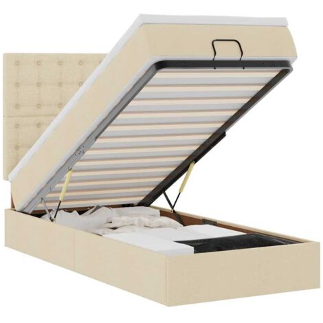 Pouf Letto con Materasso e LED Crema 90x200 cm in Tessuto vidaXL