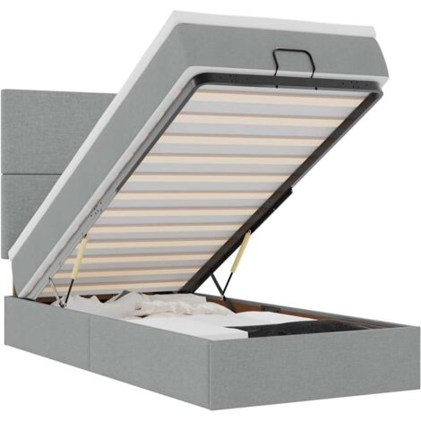Pouf Letto con Materasso e LED Grigio Chiaro 80x200cm Tessuto vidaXL