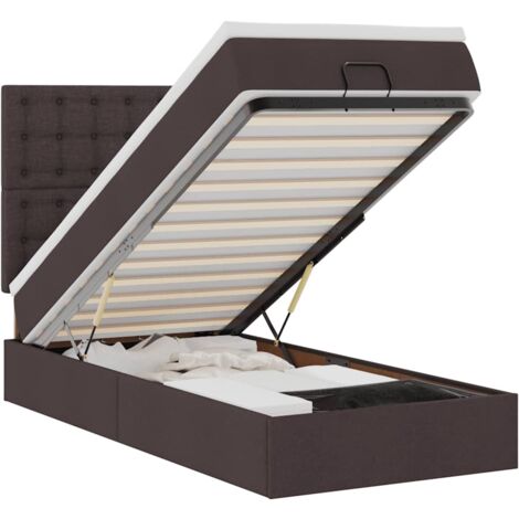Pouf Letto con Materasso e LED Marrone Scuro 90x200 cm Tessuto vidaXL