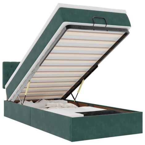 Pouf Letto con Materasso e LED Verde Scuro 80x200cm in Velluto vidaXL