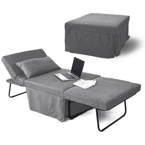 Pouf letto poltrona richiudibile con cuscino grigio scuro - Bibi