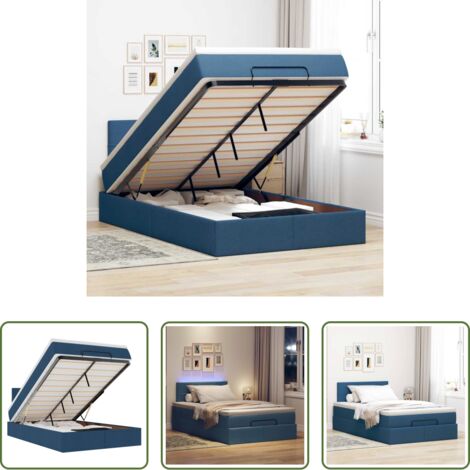 Pouf letto -  Pouf Letto con Materasso e LED Blu 120x190cm in Tessuto