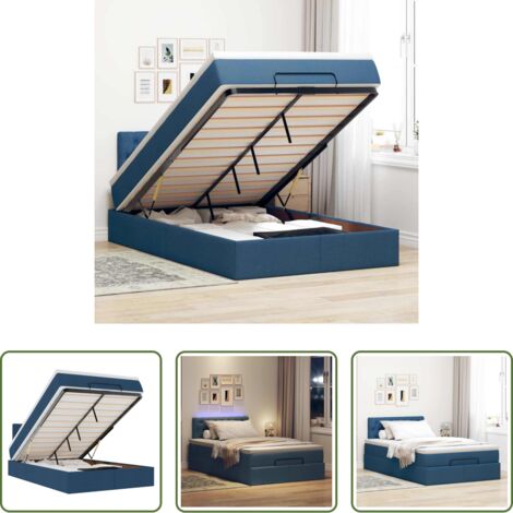Pouf letto -  Pouf Letto con Materasso e LED Blu 120x190cm in Tessuto