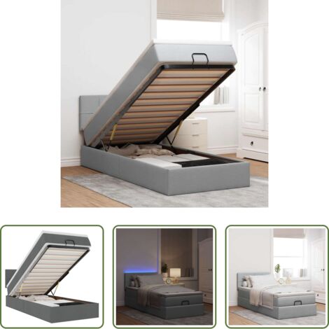 Pouf letto -  Pouf Letto con Materasso e LED Grigio Chiaro 80x200cm Tessuto