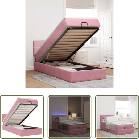 Pouf letto -  Pouf Letto con Materasso e LED Rosa 80x200cm in Velluto