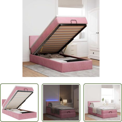 Pouf letto -  Pouf Letto con Materasso e LED Rosa 80x200cm in Velluto