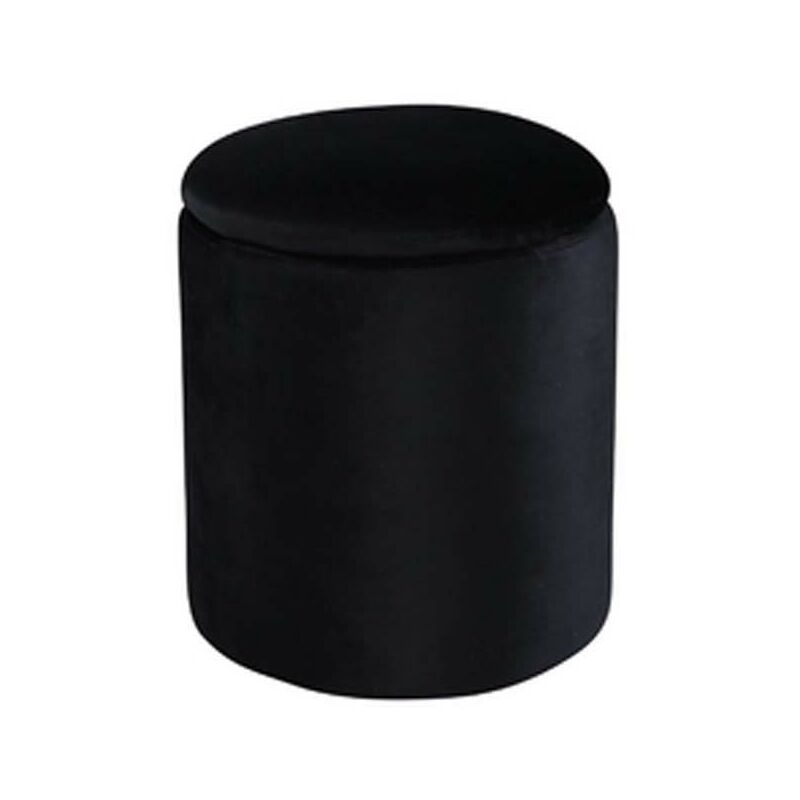 Limpen pouf Ø32cm velours avec rangement noir.