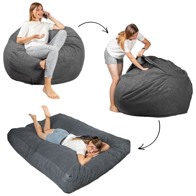 Pouf lit convertible 2en1 Gris foncé Bananair