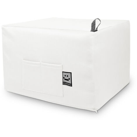 Pouf lit convertible 64x64x44cm – Similicuir résistant – Rembourrage mousse polyuréthane – Utilisation en lit simple ou double – Happers