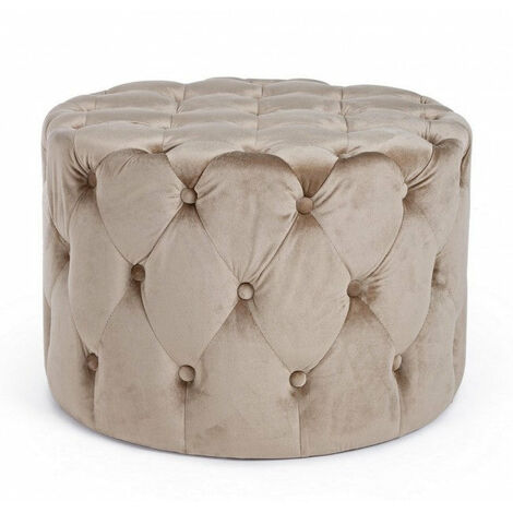 Pouf Lorella  in Tessuto effetto Velluto Tortora
