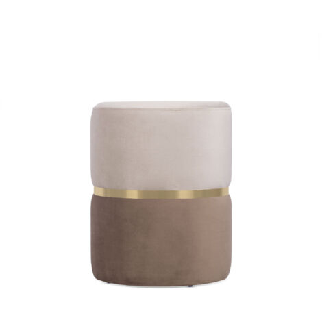SICAAN Pouf LOUISE Velours Beige et Métal Doré
