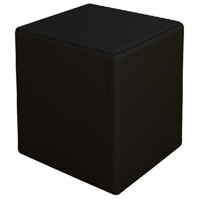 Epikasa - Pouf Milena, Panneau Aggloméré Mélaminé, Velours, Noir, 34x34x37 cm