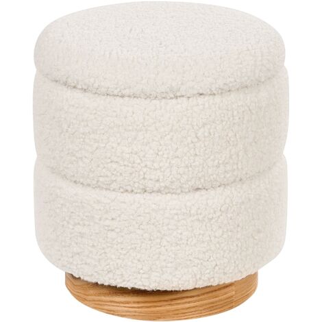 Pouf mit Stauraum OGDEN Bouclé Weiß