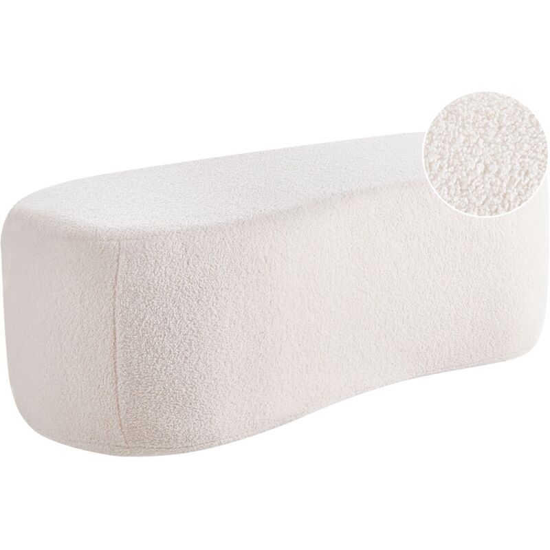 Beliani - Pouf Moderne en Bouclé Rembourré avec Motif Blanc Cassé Bayard