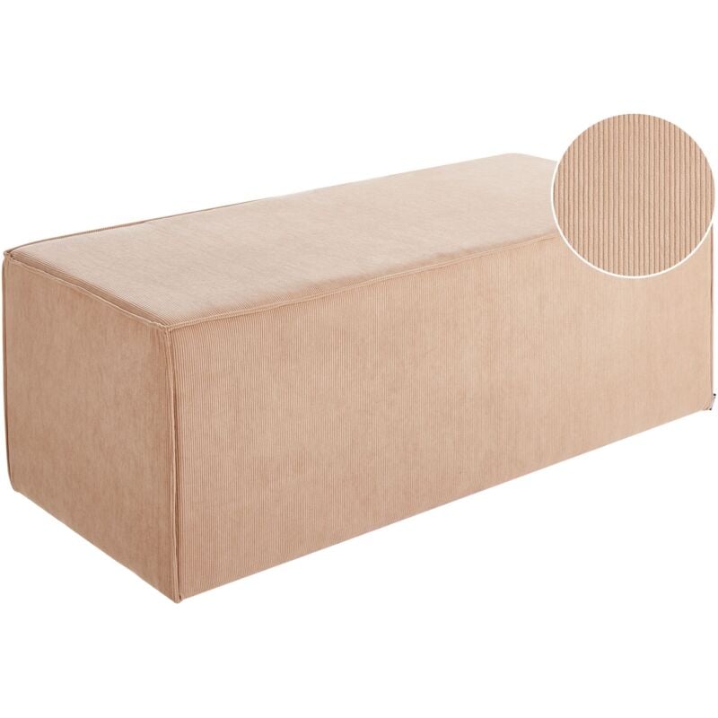 Beliani - Pouf Moderne en Velours Côtelé Rembourré Siège d'Appoint Beige Vinita