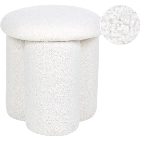 Pouf Tondo In Eco-Pelle Bianco - 42x42cm - Made In Italy - Con Struttura Legno E Imbottitura Gommapiuma - Foto 6