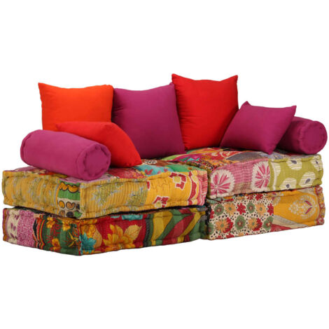 Pouf modulaire à 2 places, Repose pied,Tabouret bas Patchwork Tissu CON166559 DESIGN IN