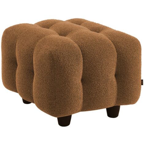 Pouf. module pour canapé. repose-pieds pour canapé 2 places en bouclette texturée moutarde L 69 x P 59 x H 48cm - Leon
