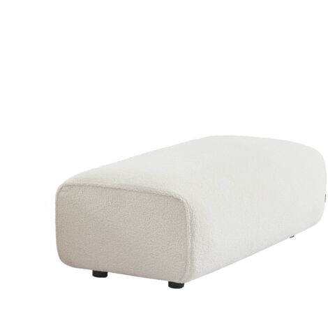 Pouf. module pour canapé. repose-pieds pour canapé d'angle 2 places en bouclette crème. L 123 x P 60 x H 41cm - Wallas