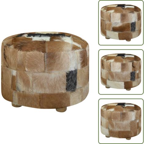 Pouf morbido - vidaXL Pouf Rotondo in Pelle di Capra 50x50x45 cm - Pouf elegante