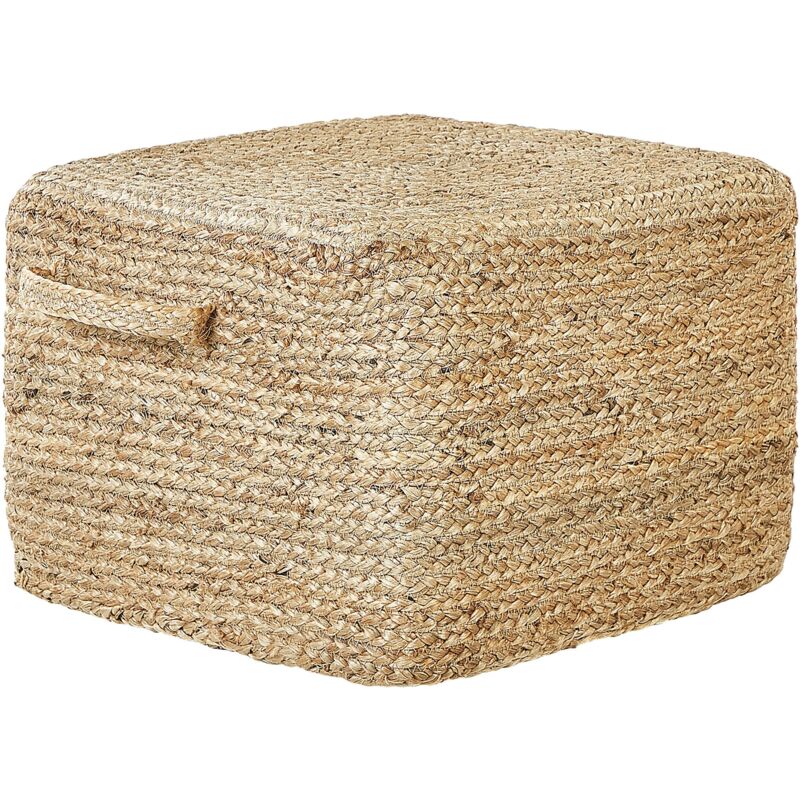 Ottoman Naturel en Jute 45 x 45 x 30 cm Moelleux pour Chambre ou Salon à Anses Dhadar