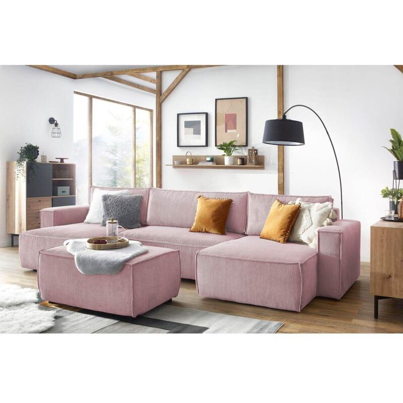 Pouf nihad velours côtelé Violet - Bobochic