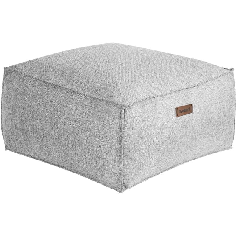 Pouf Ottoman Rectangulaire en Polyester Rembourré Gris Accessoire Décoration Mukki