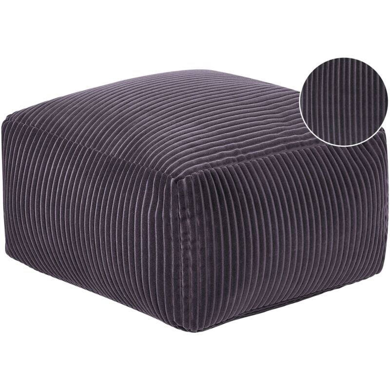 Pouf Ottoman Rectangulaire en Velours Côtelé Rembourré Gris Foncé Accessoire Mukki
