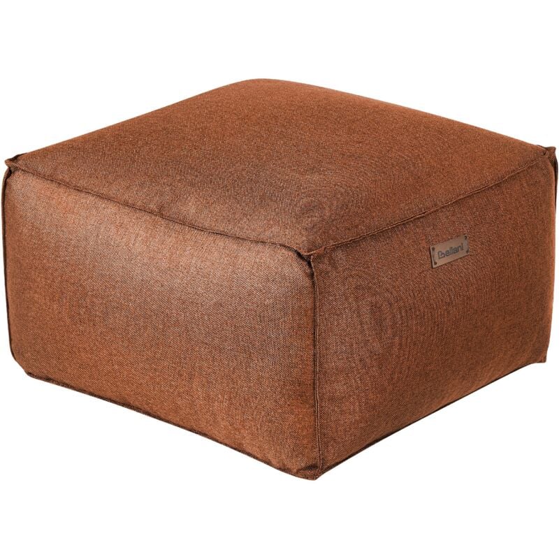 Pouf Ottoman Rectangulaire en Polyester Rembourré Marron Accessoire Décoration Mukki