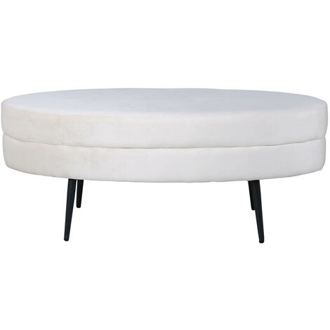 Pouf Otto 100x40x41 cm Velours Blanc cassé Venture Home