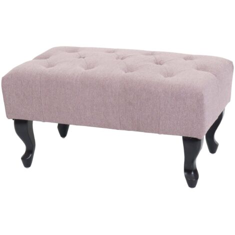 Pouf ottoman Chesterfield avec capitonnage repose-pieds design baroque assise rembourrée tissu déperlant rose clair structure bois 040009701
