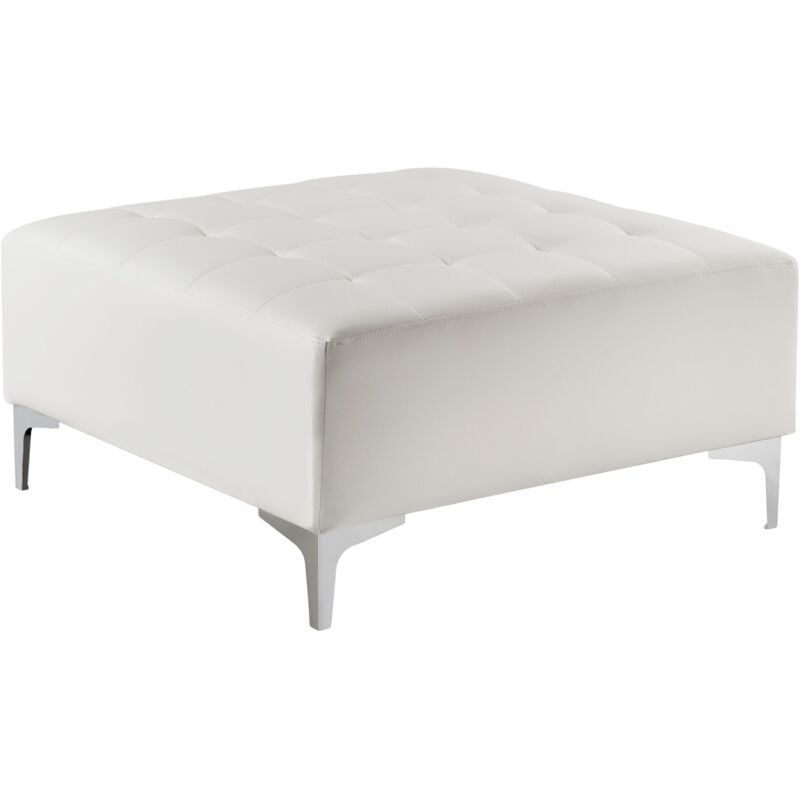 Pouf Ottoman en Cuir pu Blanc Velouté Soyeux Capitonnage Elégant Rembourré Aberdeen