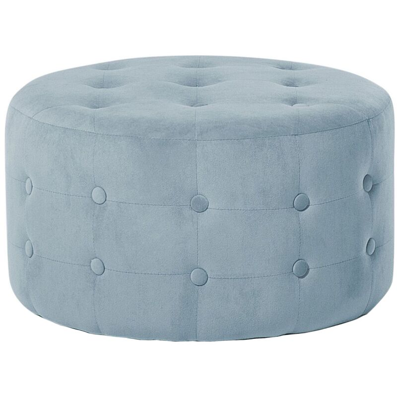 Ottoman 30 x 55 cm Rond Chesterfield en Velours Gris Foncé Rembourré Chic Tampa