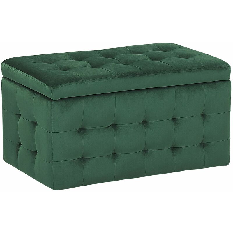 Beliani - Pouf Cassapanca Imbottito in Velluto Verde Scuro Stile Chesterfield Michigan