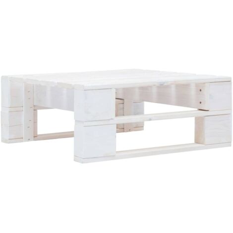 Pouf palette de jardin，Tabouret  de jardin Bois de pin imprégné de blanc CFW17974